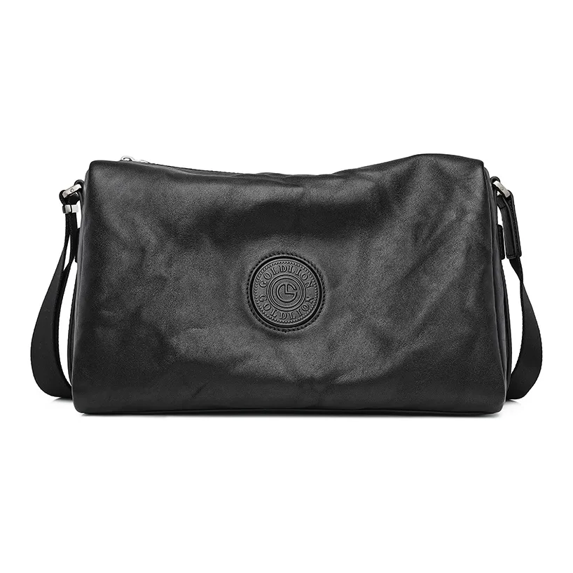 GOLDLION Сумка через плечо из коровьей кожи Мужская Черная