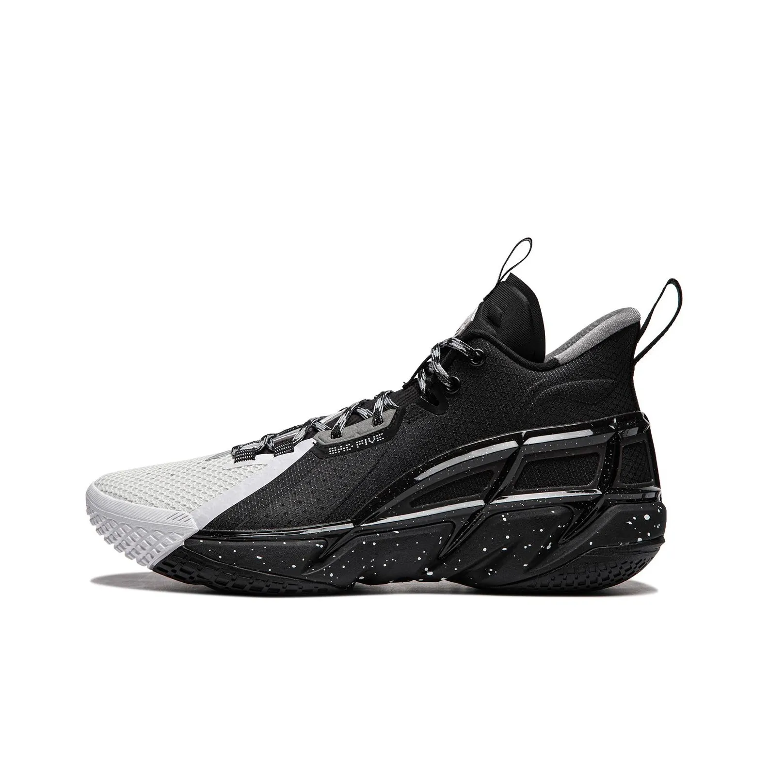 LiNing Anti five 4 Cushioned Wear Resistant Breathable Mid Top Basketball Shoes Men's Black White