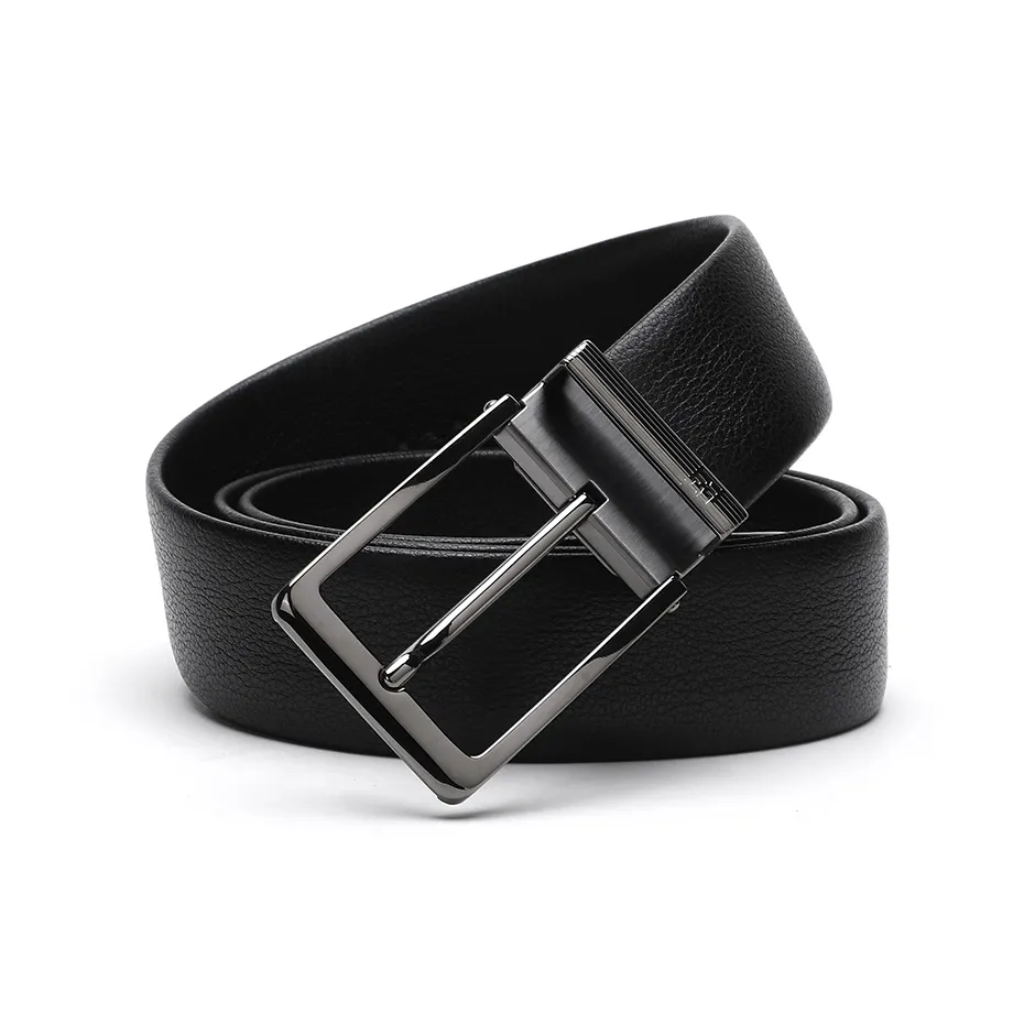 ELLE HOMME Ремень с застежкой мужской натуральная кожа стальная пряжка верх натуральная коровья кожа ремни мужские черный ширина 3,7 см