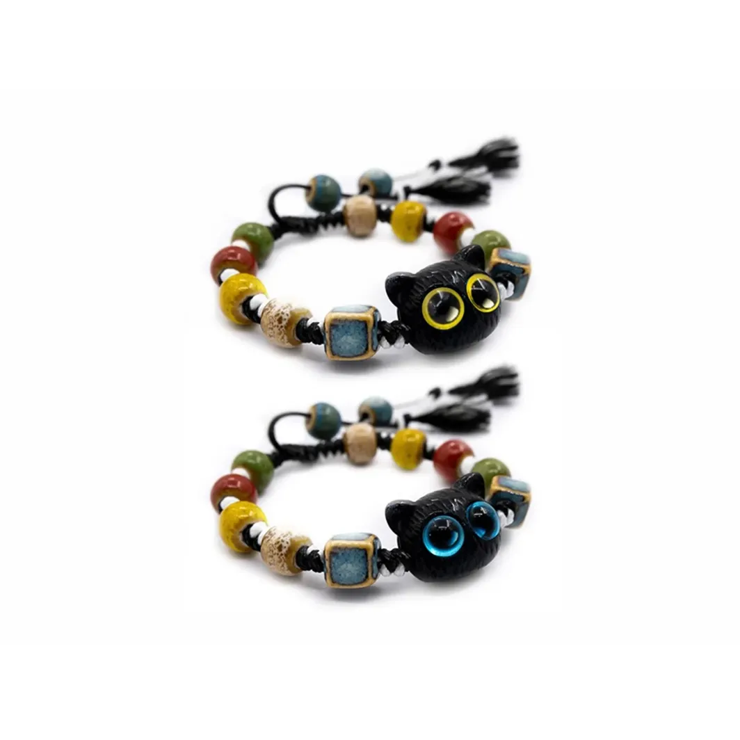 MUYAN Ткань Большой Eye Черный кот Браслет Унисекс