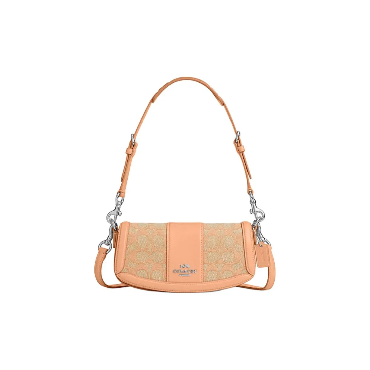 COACH Cow Leather With Textile Shoulder Bag Small Size Unisex SV/Faded Rouge Pink