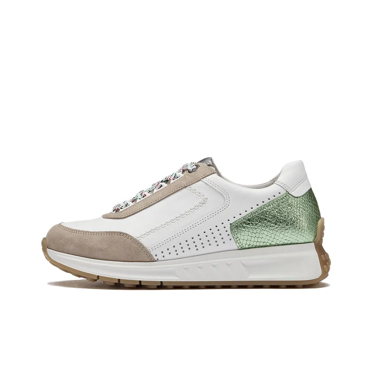 Gabor Low-Top Casual Shoes Women's White Camel Green