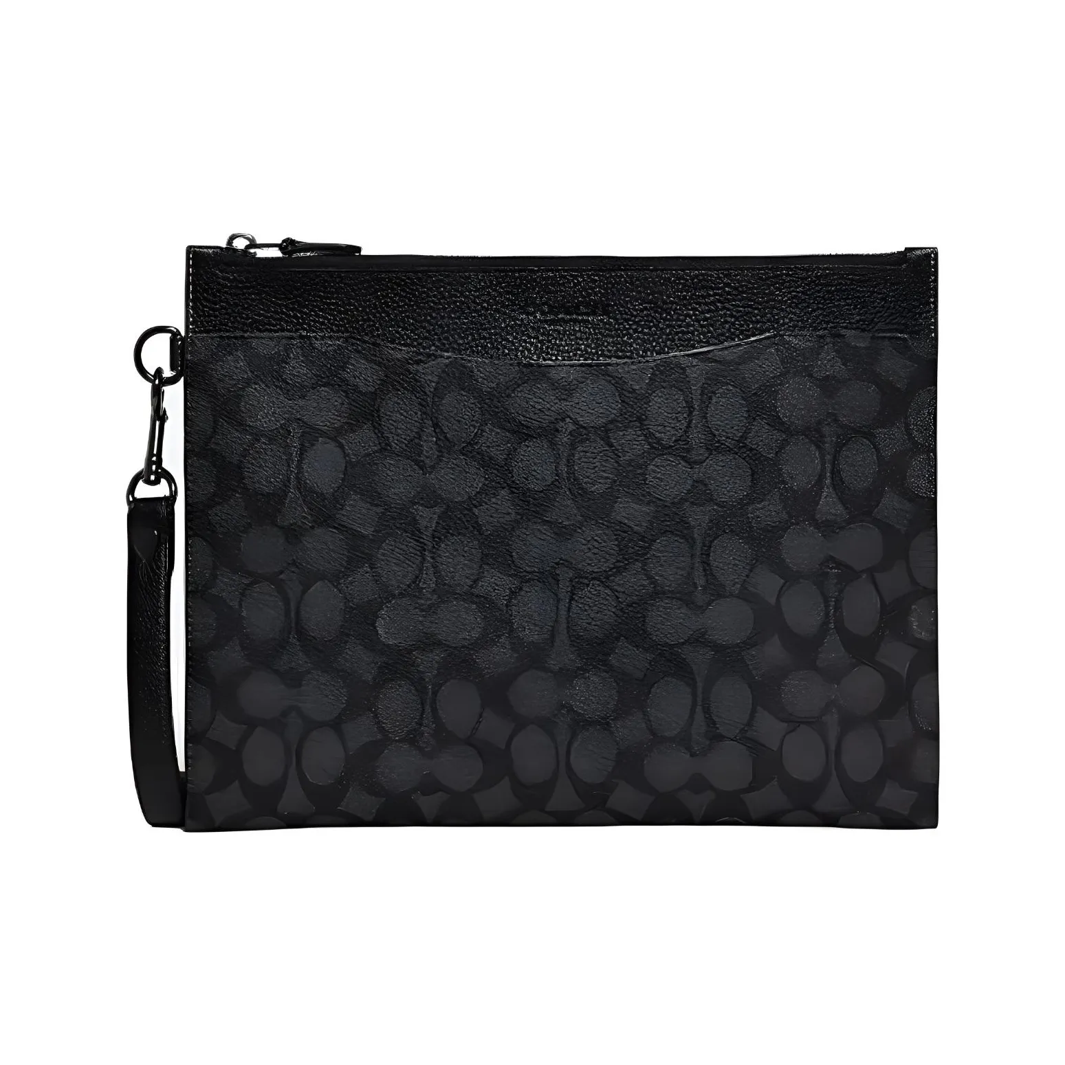 COACH Hitch Canvas With Leather Document Bag Wrist Bag Clutch Tubas Men's Black