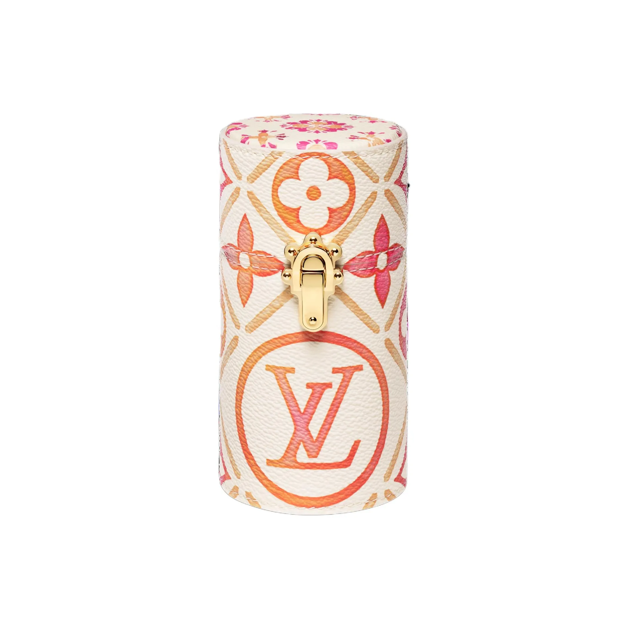 LOUIS VUITTON Monogram Tiles Canvas Perfume Storage Bag Women's Orange & White