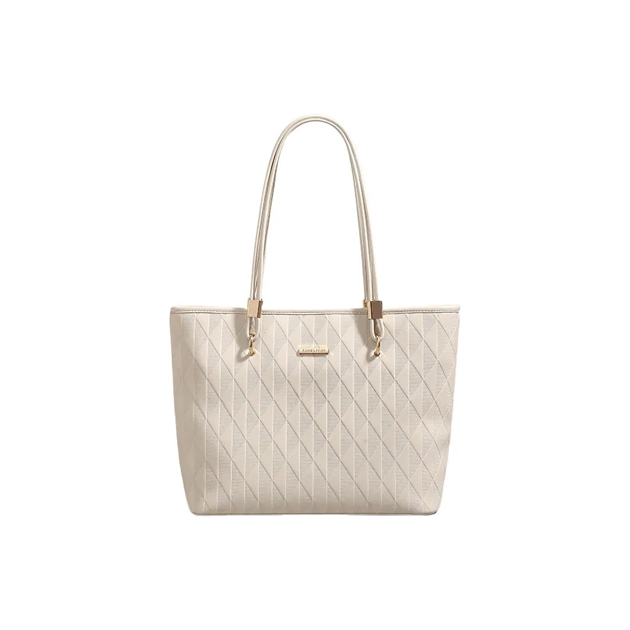 PESASRIE PU Tote Bag Shopping Bag Shoulder Bags Women's Ecru