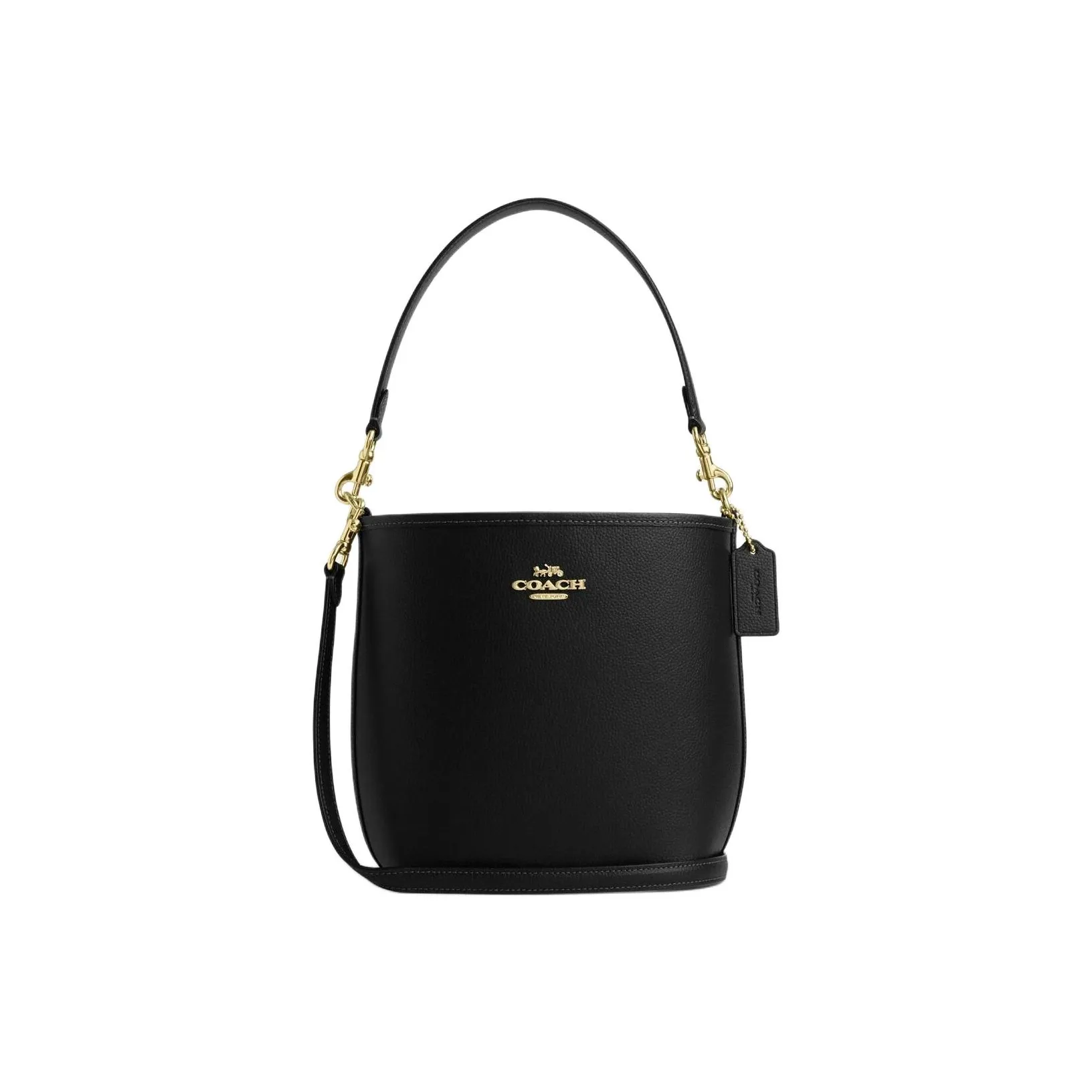 COACH Городская кожаная сумка-ведро портативная сумка через плечо средний размер женская черная