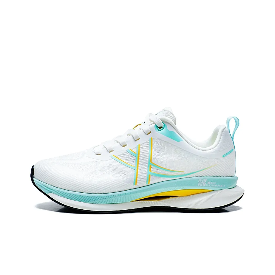 XTEP Running Shoes Men's Low Top Black/Charcoal Gray, Sail White/Ripple Blue