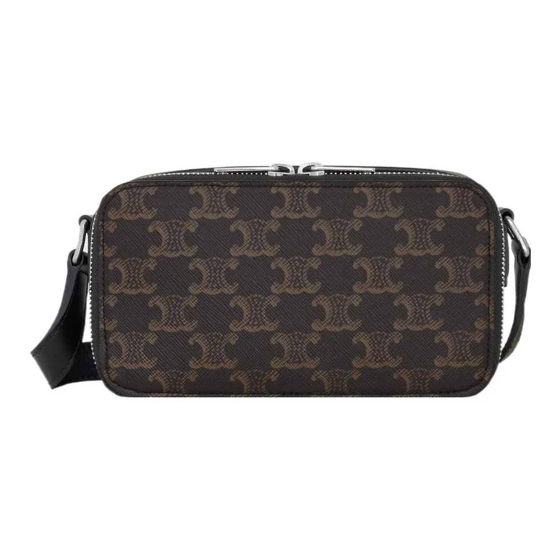CELINE Triomphe Canvas With Calfskin Messenger Bag, Shoulder Bag, Crossbody Bag Mini Men's Black