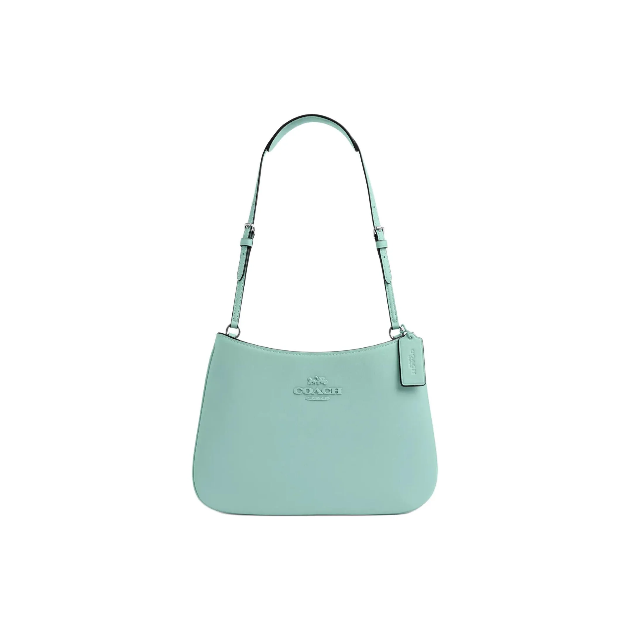 COACH Smooth Leather Handbag, Shoulder Bag Women's Silver & Faded Blue