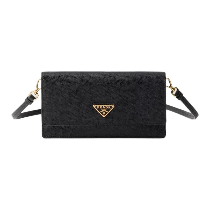PRADA Leather Shoulder Bag, Crossbody Bag Mini Women's Black