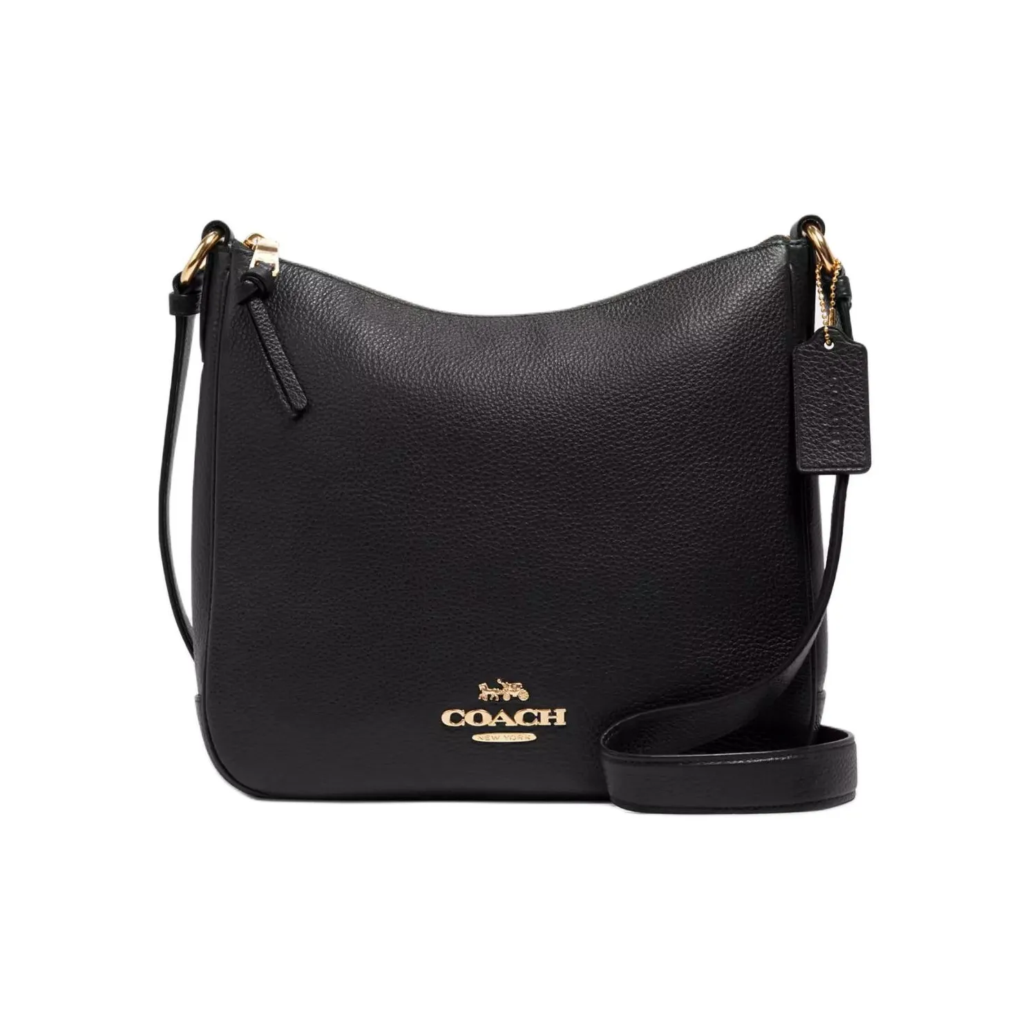 COACH Ellie Refined Pebble Pattern Leather Handbag, Shoulder Bag, Crossbody Bag Medium Size Women's Black