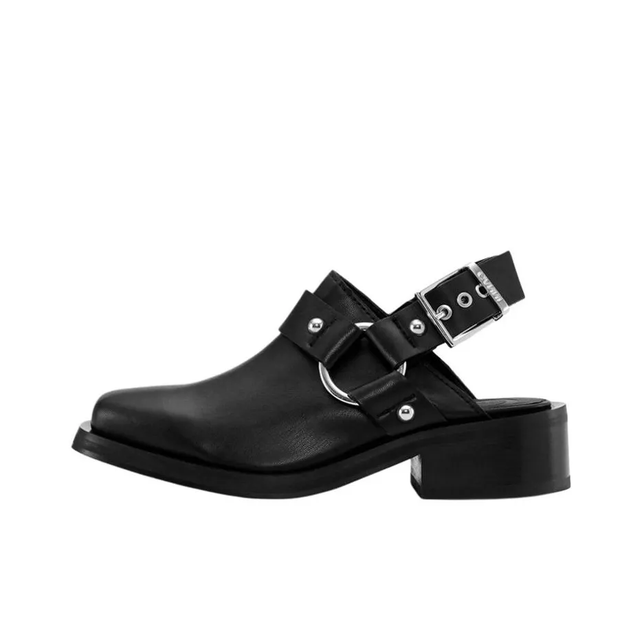 GANNI Biker Slingback Leather Mules