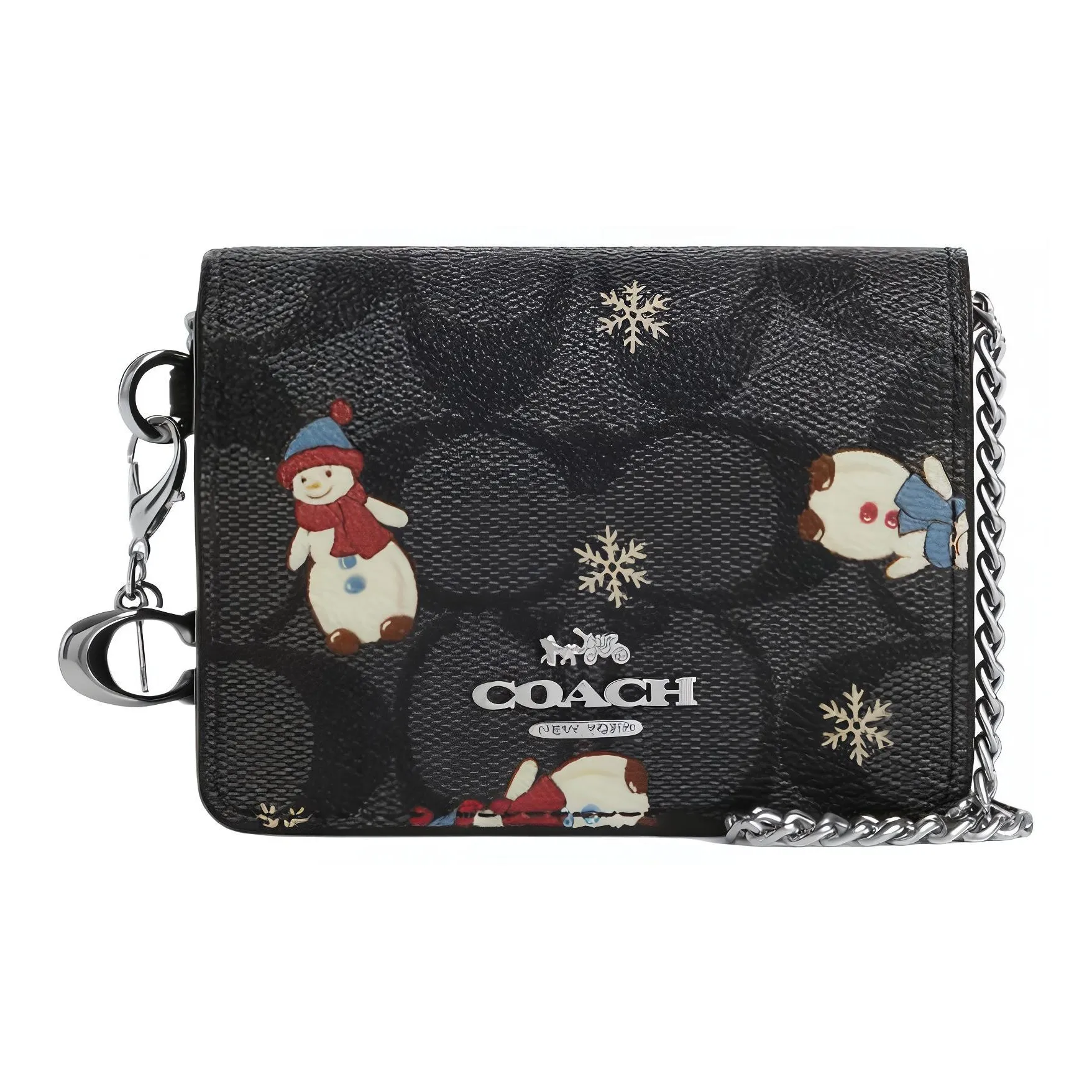 COACH Collaboration Boxed Cow Leather Handbag Shoulder Bag Crossbody Bag Mini Women's Black Snowman Print