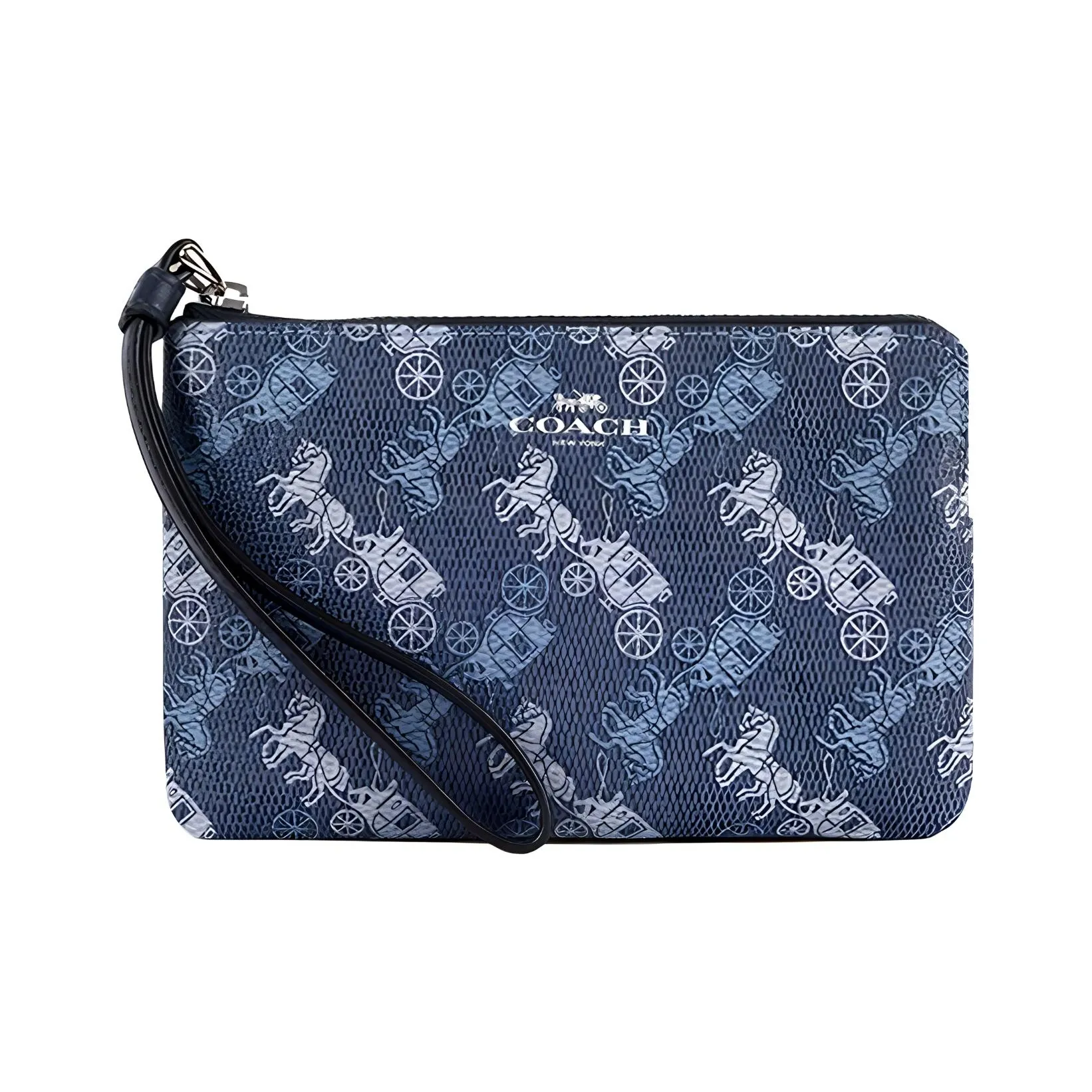 COACH Corner Zip Кожа Монетница Клатч Женский Синий