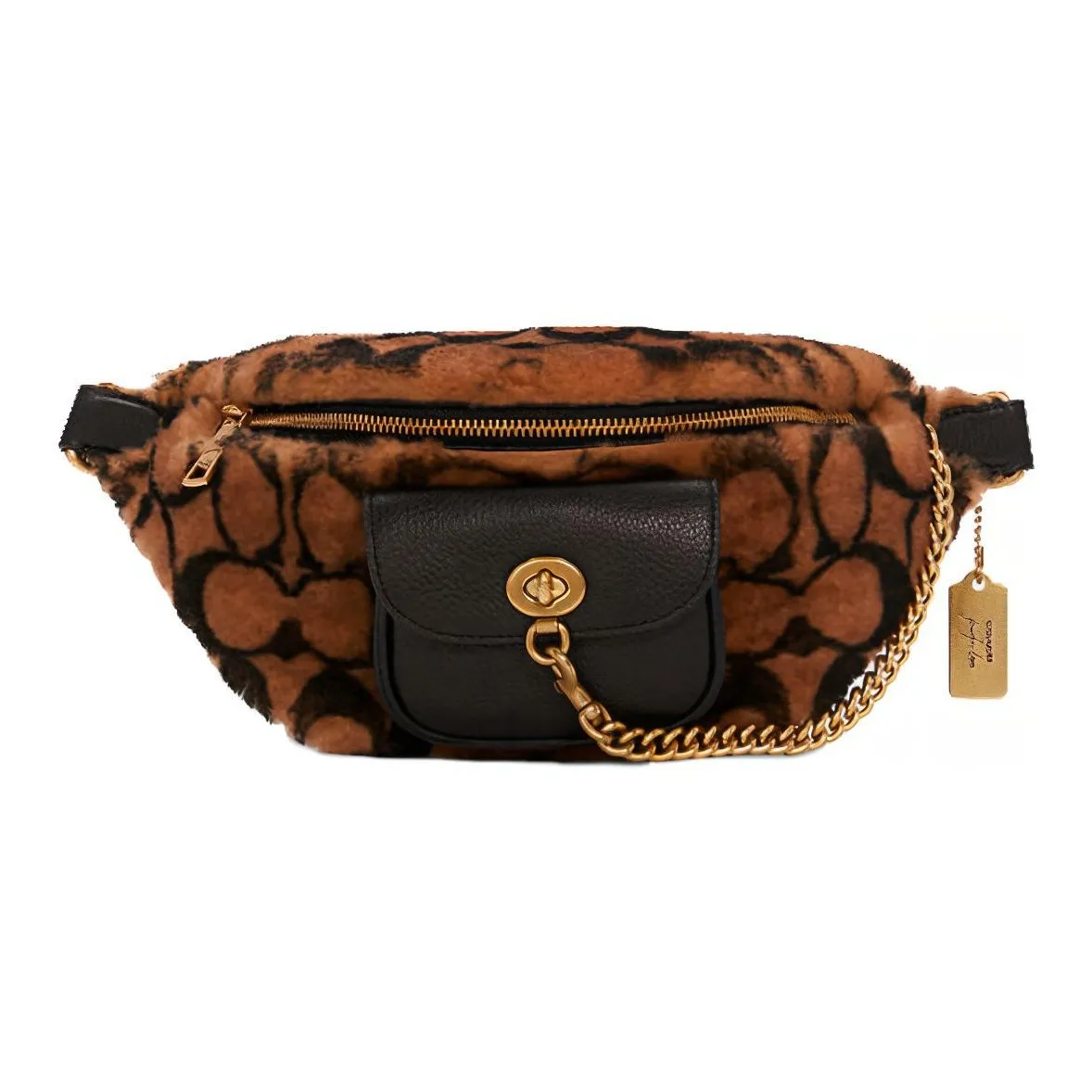COACH Jennifer Collaboration Leather Sling Bag, Fanny Pack Tubas Women's Leopard Print Brown