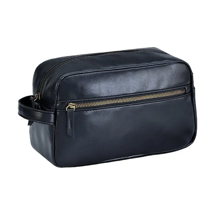 GKY Leather Toiletry Bag Regular Men's Black/Brown/Tea Brown