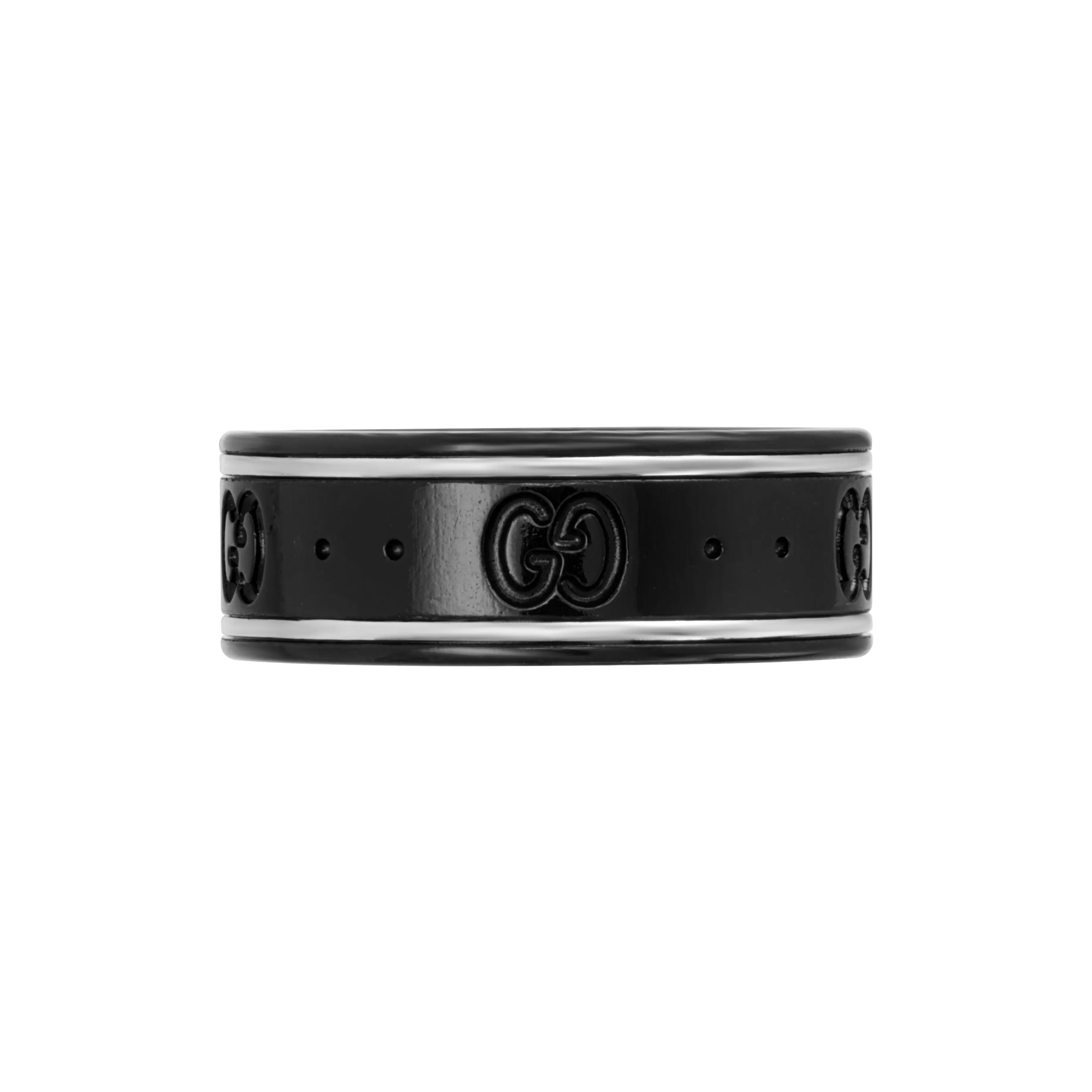 GUCCI 18K White Gold Rings Unisex Black