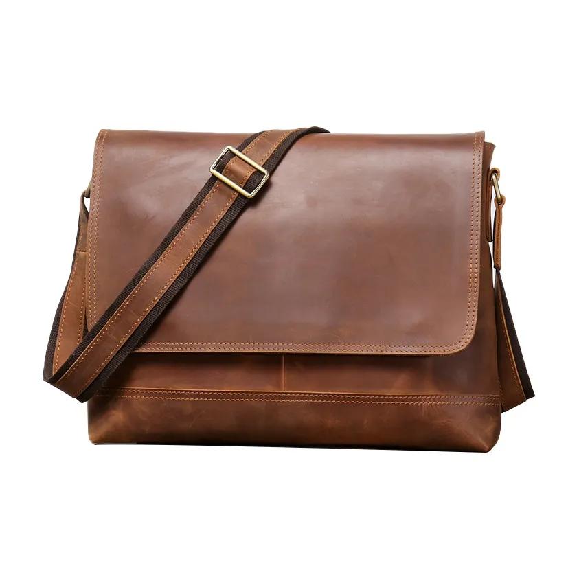 ROSEROOEN Сумка через плечо из натуральной коровьей кожи унисекс винтажный коричневый