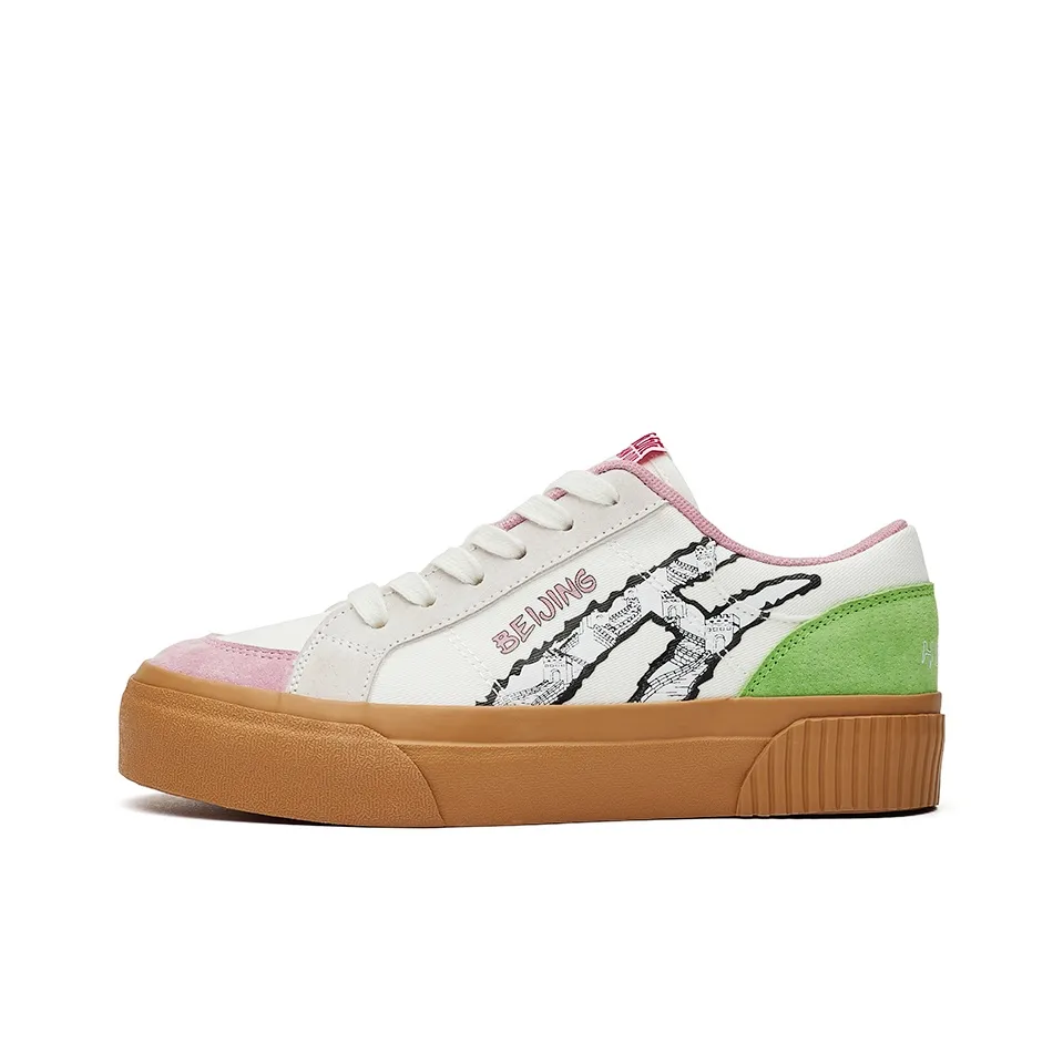Centennial Globe Anti Slip Wear Resistant Low Top Skateboard Shoes Women's White Pink