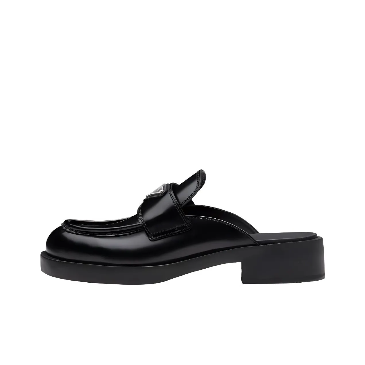 PRADA 40mm Mule Black Brushed Leather Women's