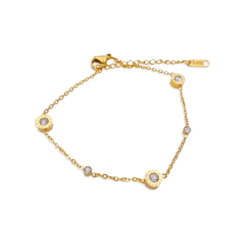 DXBR Титановый стальной браслет женский золотой