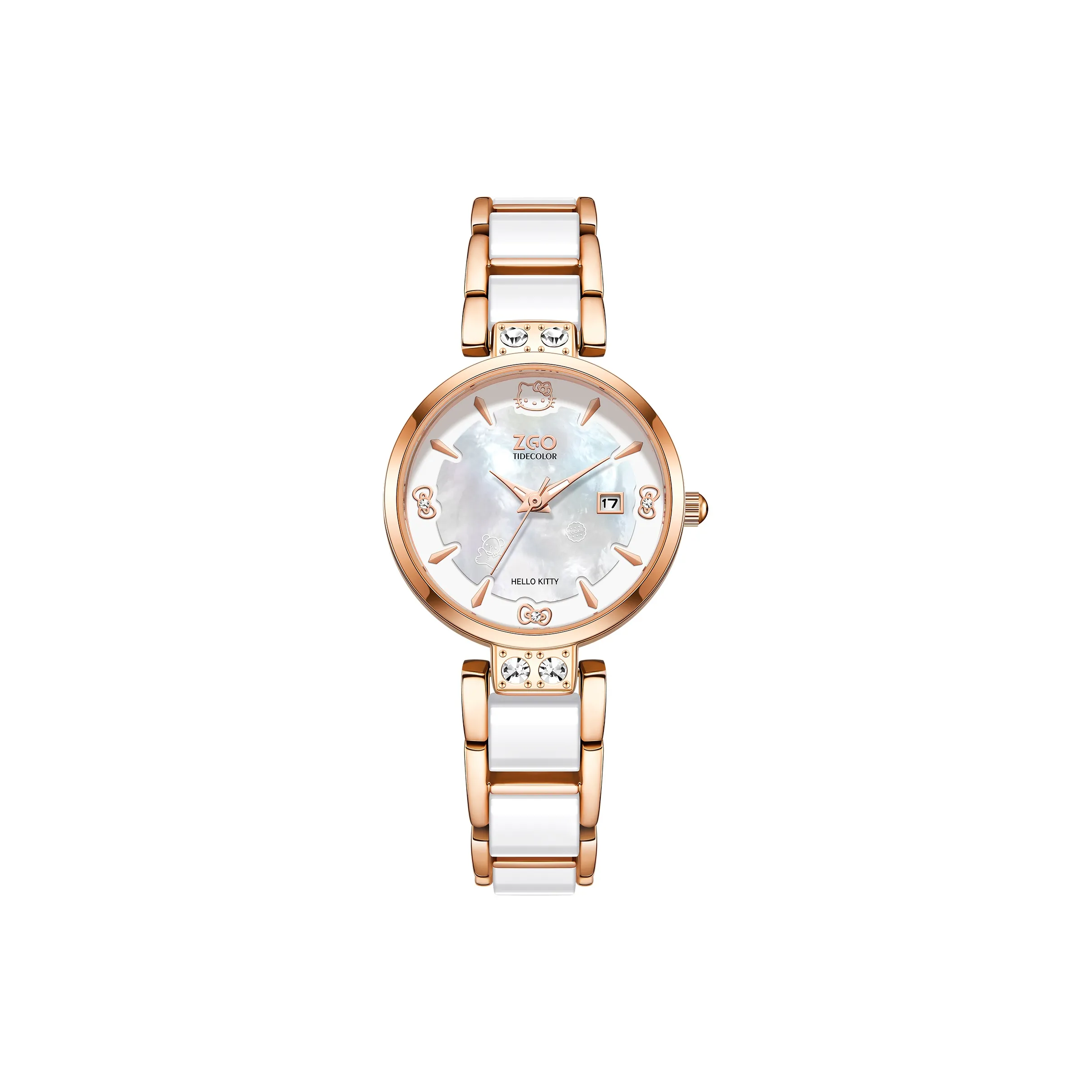 Hello Kitty Exclusive Premium Rose Gold Watch Браслет Кварцевый механизм Часы Женские Mother of Pearl Циферблат