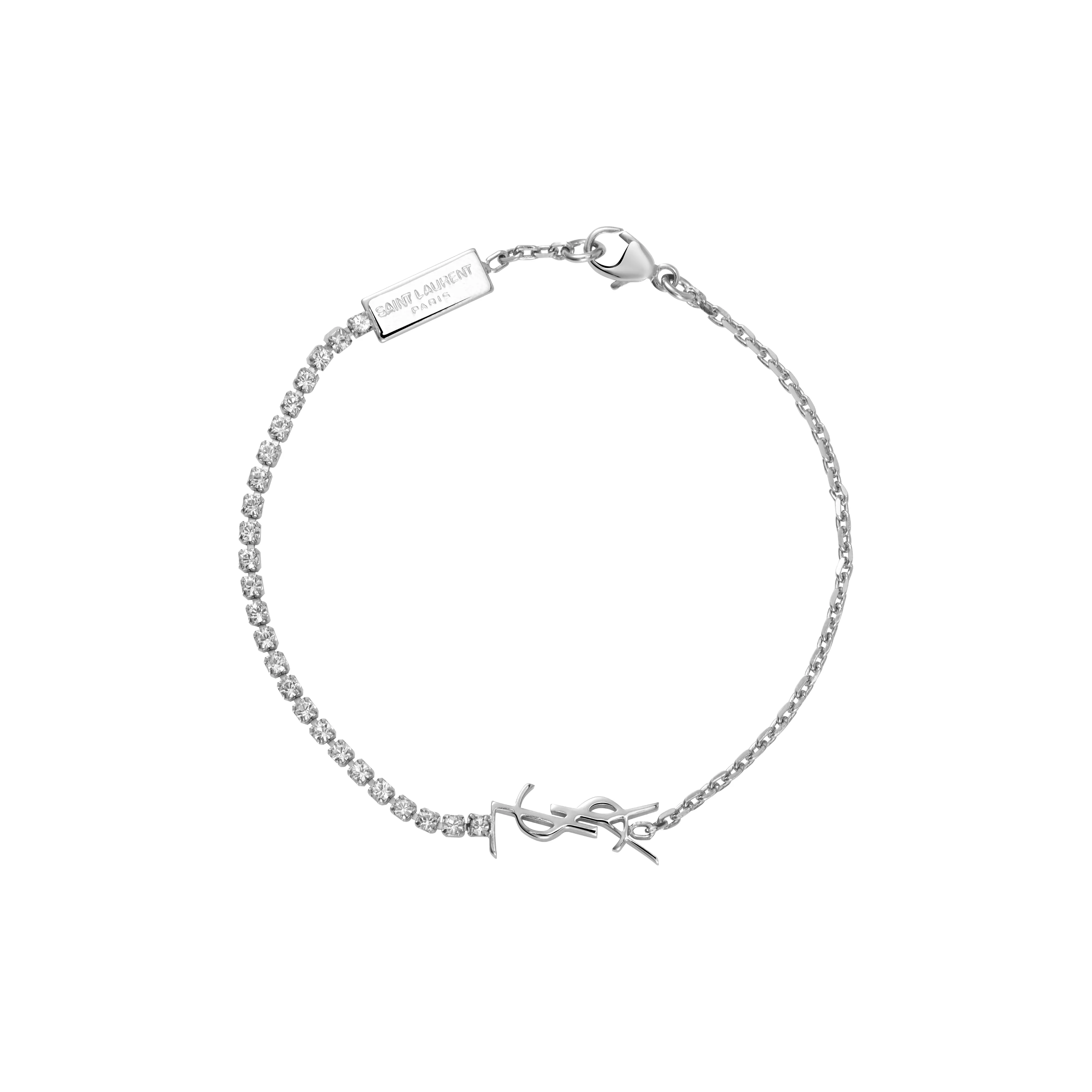 SAINT LAURENT Brass Faux Crystal Bracelets Women's