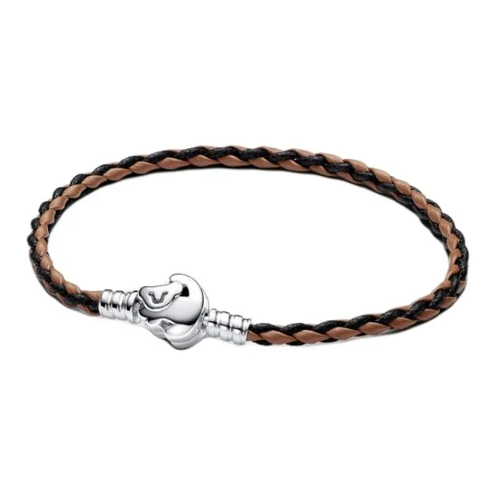Pandora Sterling Silver, Leather Bracelets Women's Brown