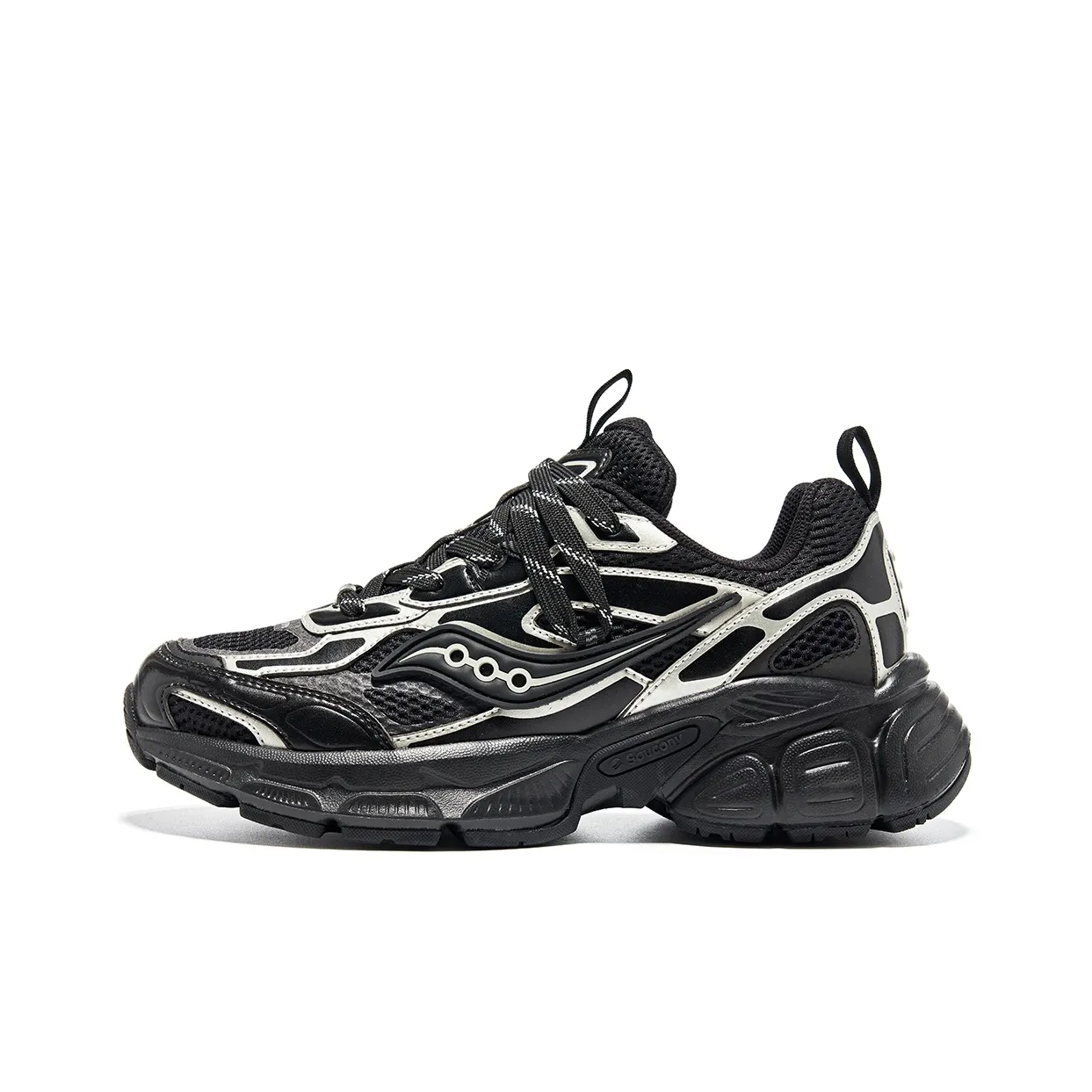 Saucony 2K CAVALRY Large 2K Anti Slip Wear Resistant Low Top Casual Shoes Unisex Black Silver