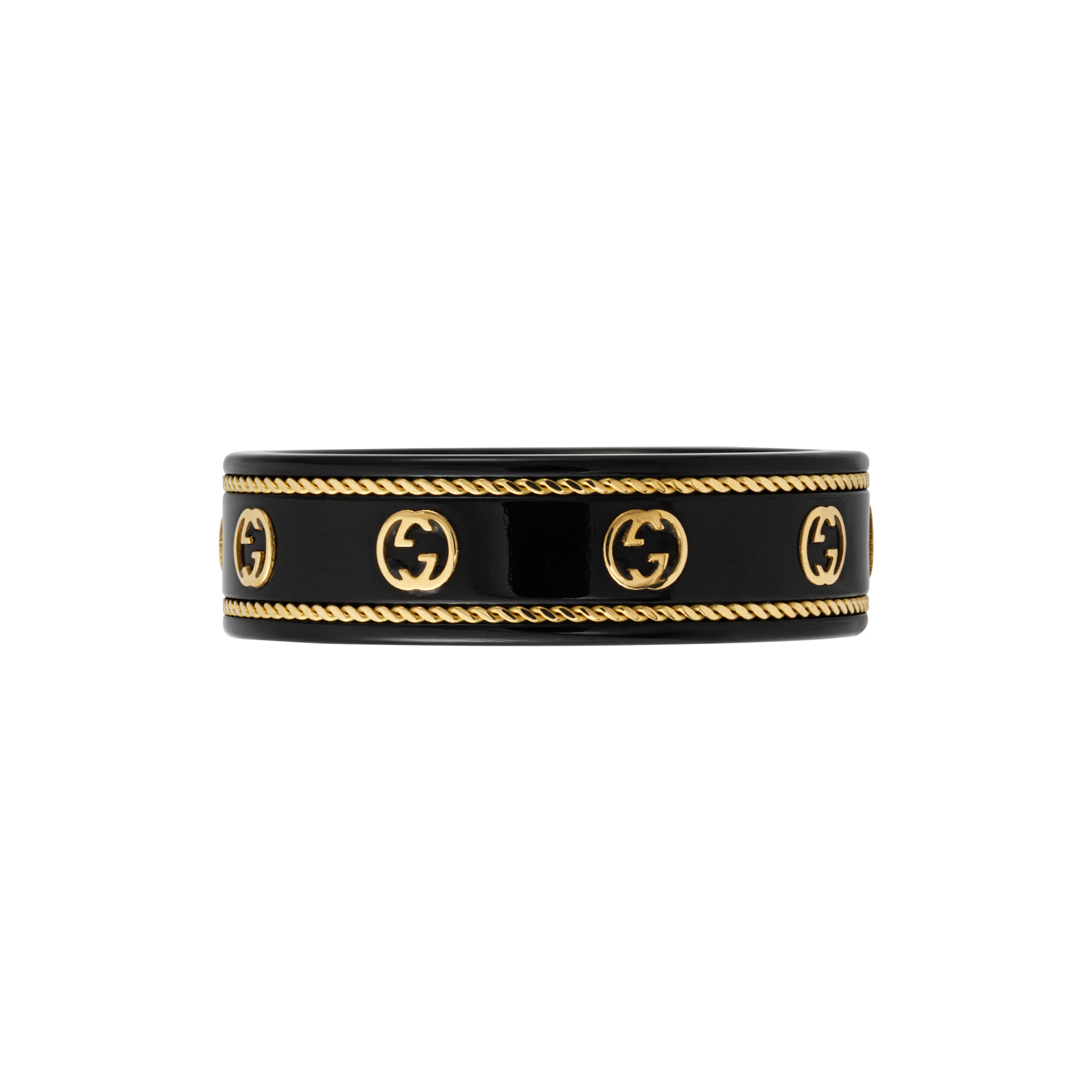 GUCCI 18K Gold Rings Unisex Black