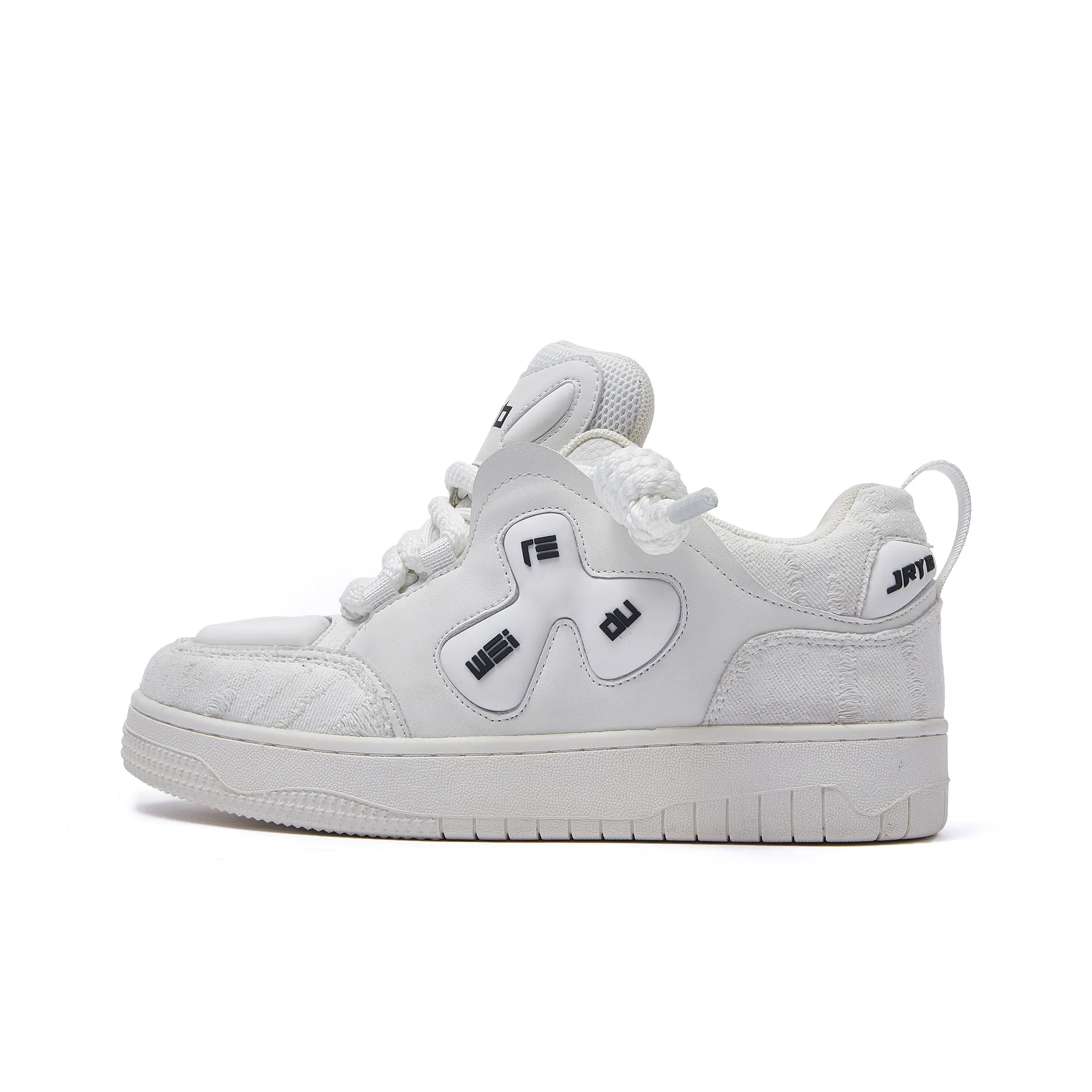 JRYB Moisture Wicking Height Increasing Wear Resistant Slip Resistant Low Top Skateboard Shoes Unisex Ecru