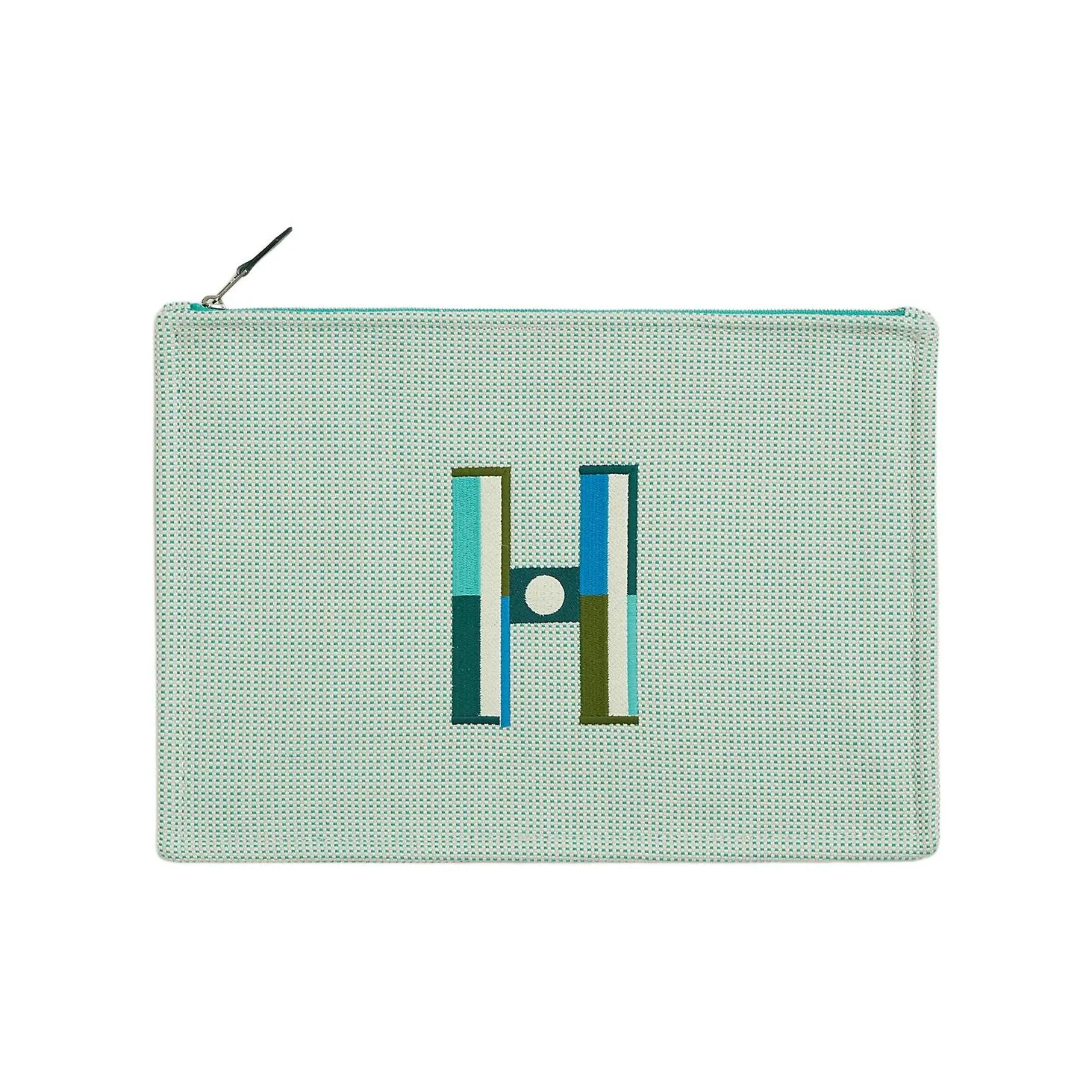 HERMES Хлопок Клатч Большой Женский Мятно-Зеленый