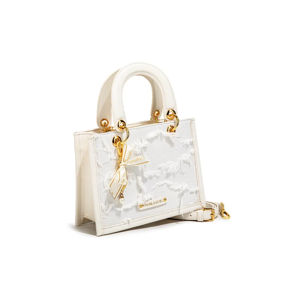 CAEISL&KCIEL Polyurethane Synthetic Leather Crossbody Handbag Women's Fringe White