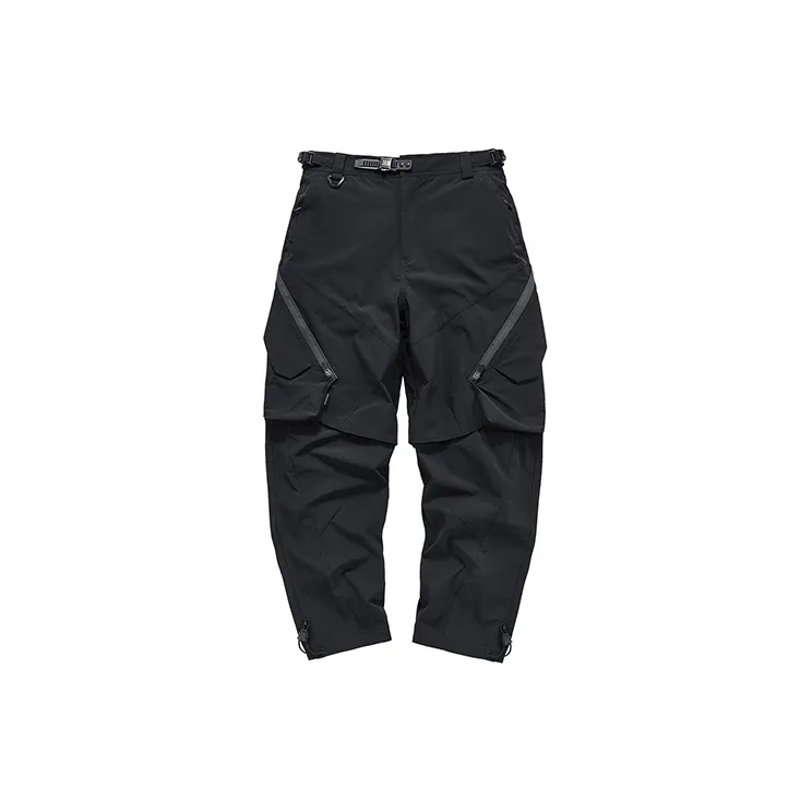 VIP Outdoor Quick Dry Tactical Multi Pocket Parachute Workwear Wide Leg Solid Color Casual Pants Unisex Black
