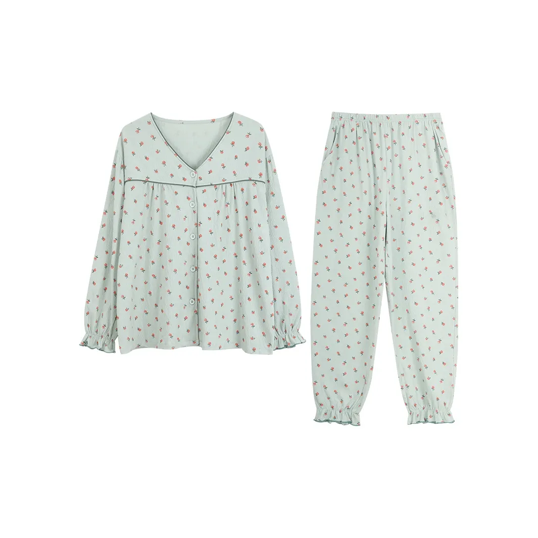 XIN1BU Пижамный комплект женский гороховый зеленый