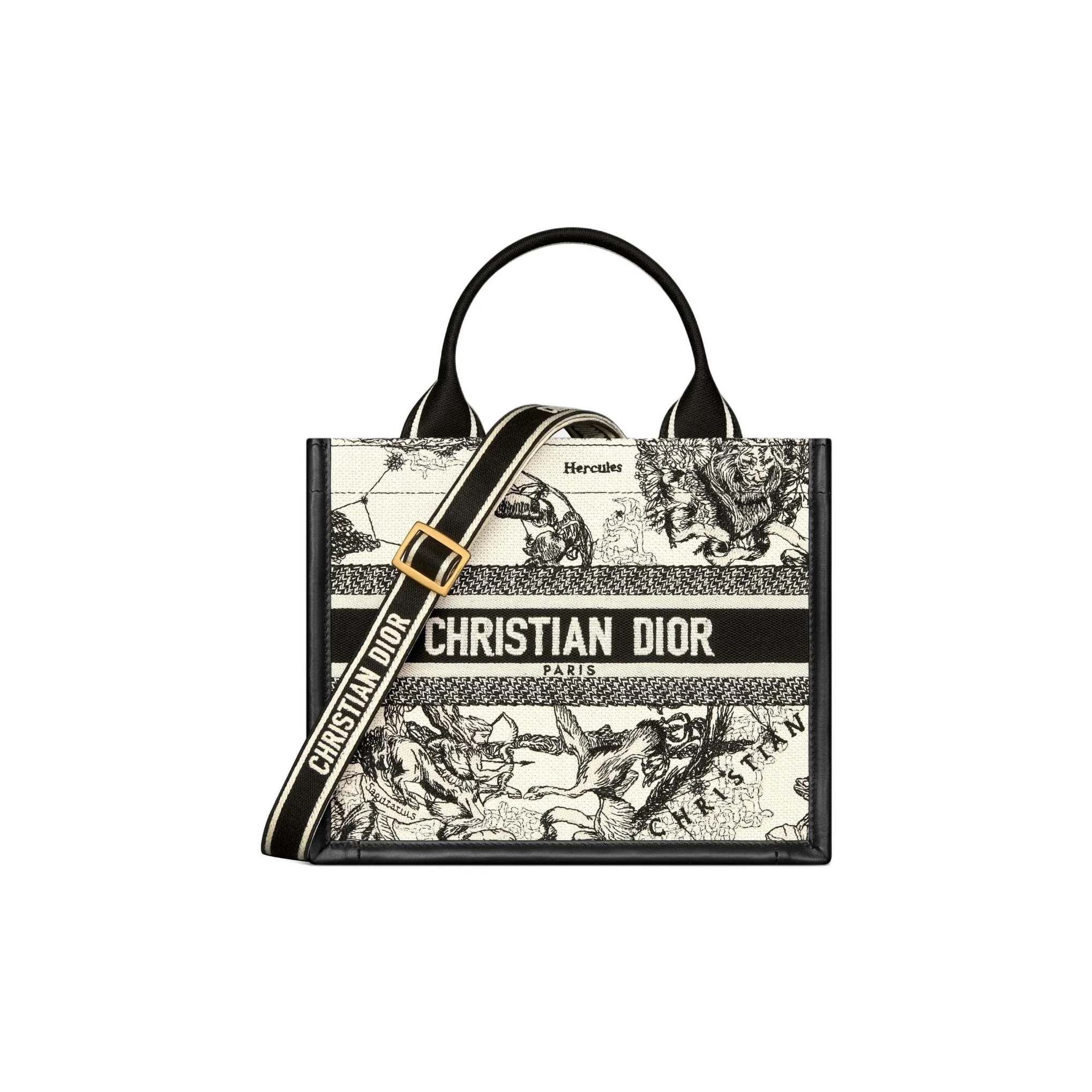 DIOR BookTote Calfskin Tote Bag Shopping Bag Shoulder Bag Handbag Small Size Women's Black