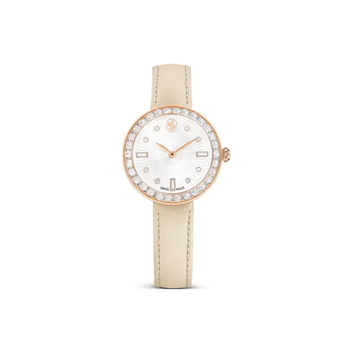 Swarovski Certa Collection Women's Watch Кварцевый механизм Корова Кожа Ремешок 30*30MM Белый Циферблат