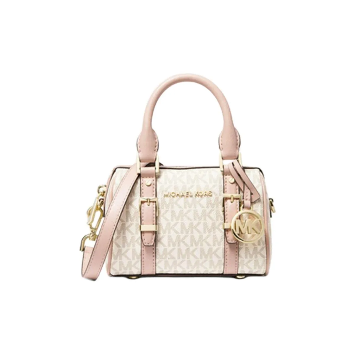 MICHAEL KORS Bedford Artificial Leather Boston Bag, One Shoulder Handbag, Crossbody Bag Mini Women's Light Pink