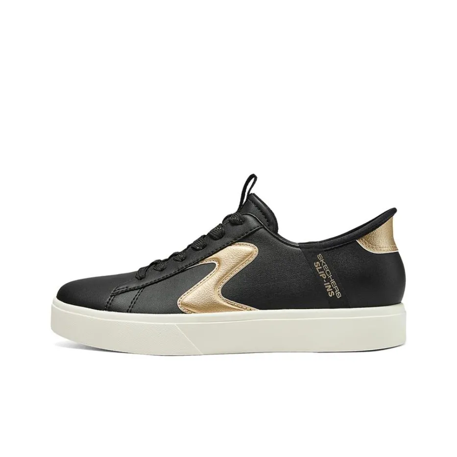 Skechers Court Classics Low Top Skateboard Shoes Women's Black Gold