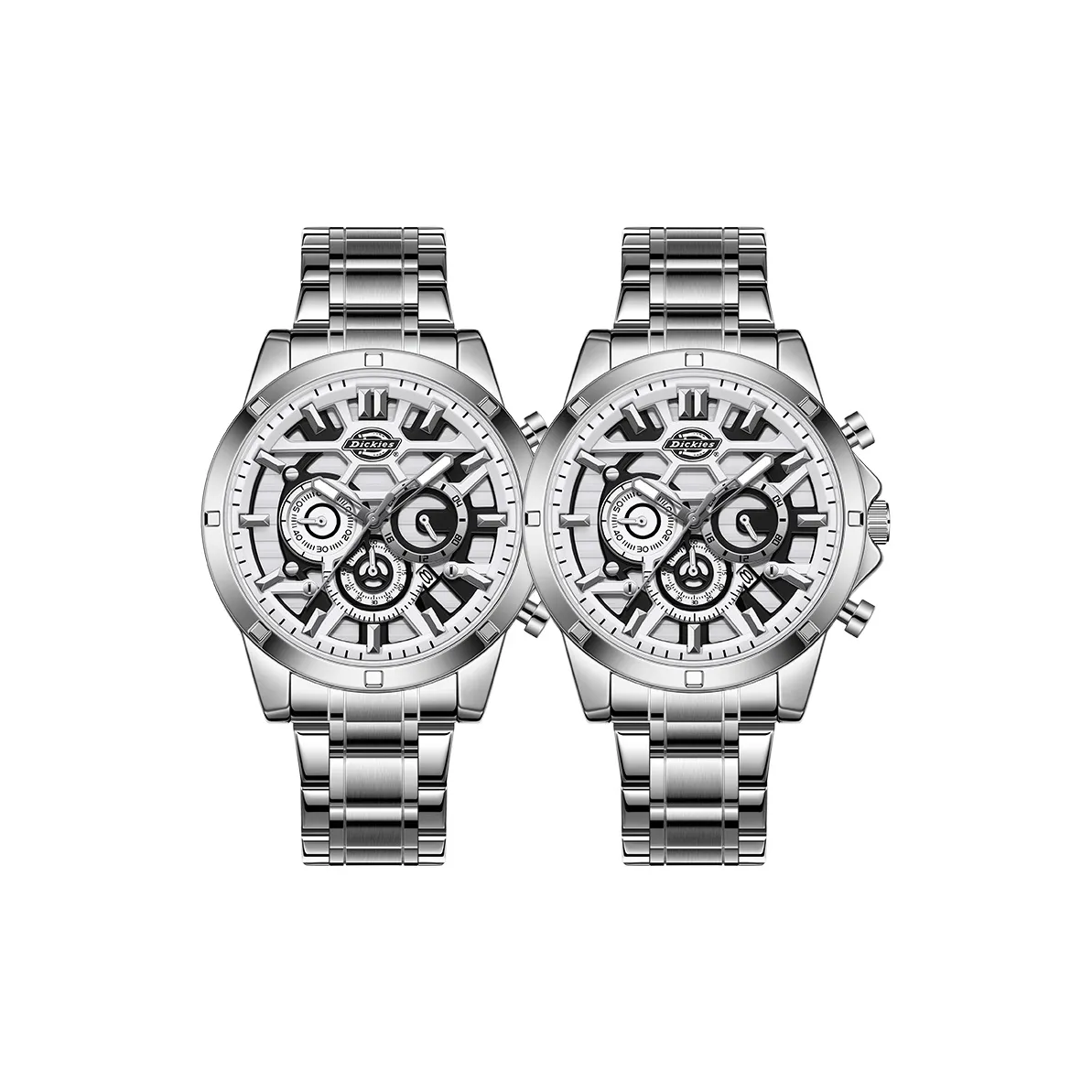 Dickies Кварцевый механизм Мужские часы 48mm*44mm*12mm Серебряный