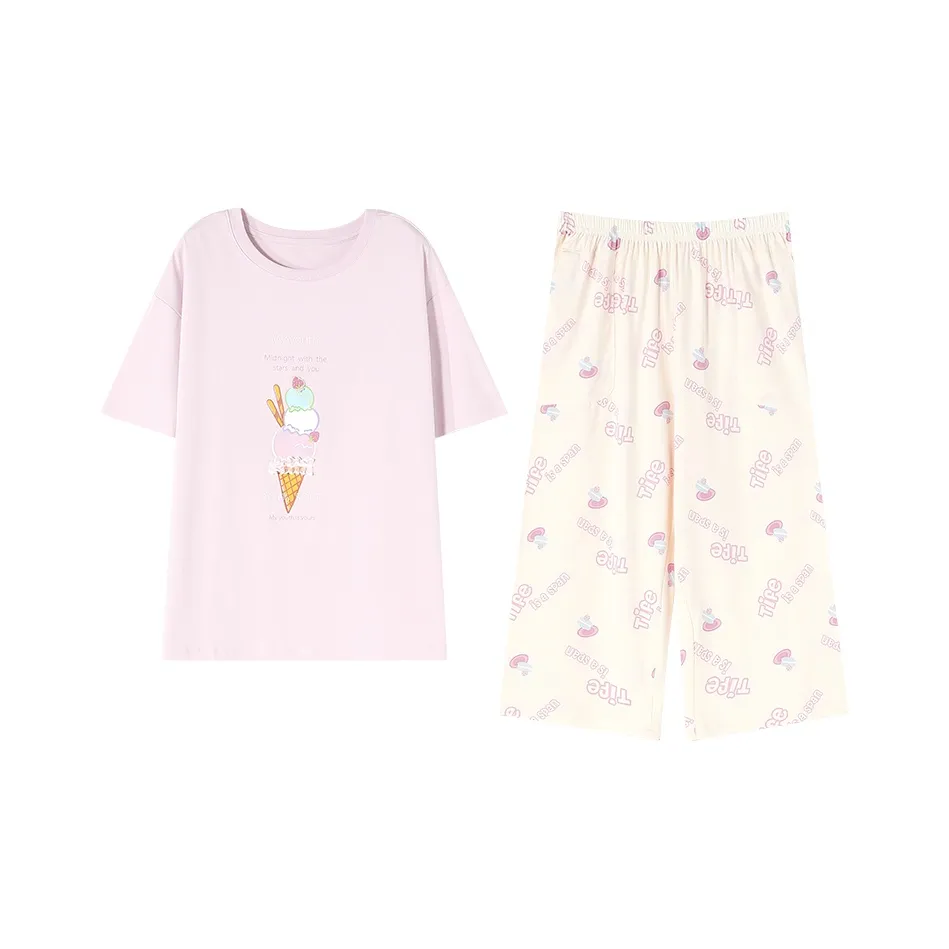XIN1BU Pajama Set Women's Doodoo Pink