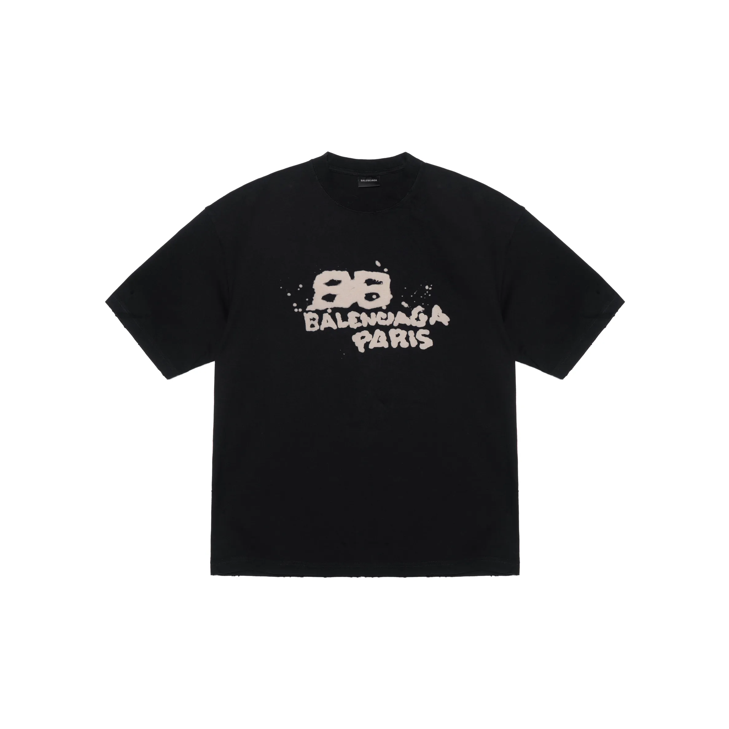Balenciaga Men's Hand Drawn BB Icon Medium Fit Vintage T Shirt Black/Beige