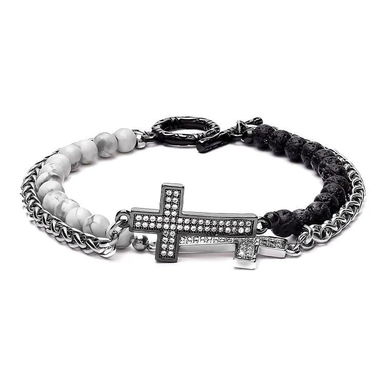 CUUD Белый Вены Вулканический Камень Браслеты Унисекс