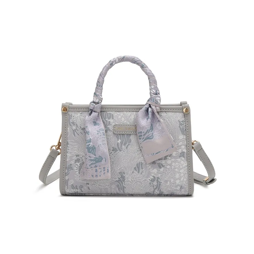 Carit&Koty Polyurethane Tote Bag, Shopping Bag, Crossbody Bag, Handbag Regular Women's Gray/Pink