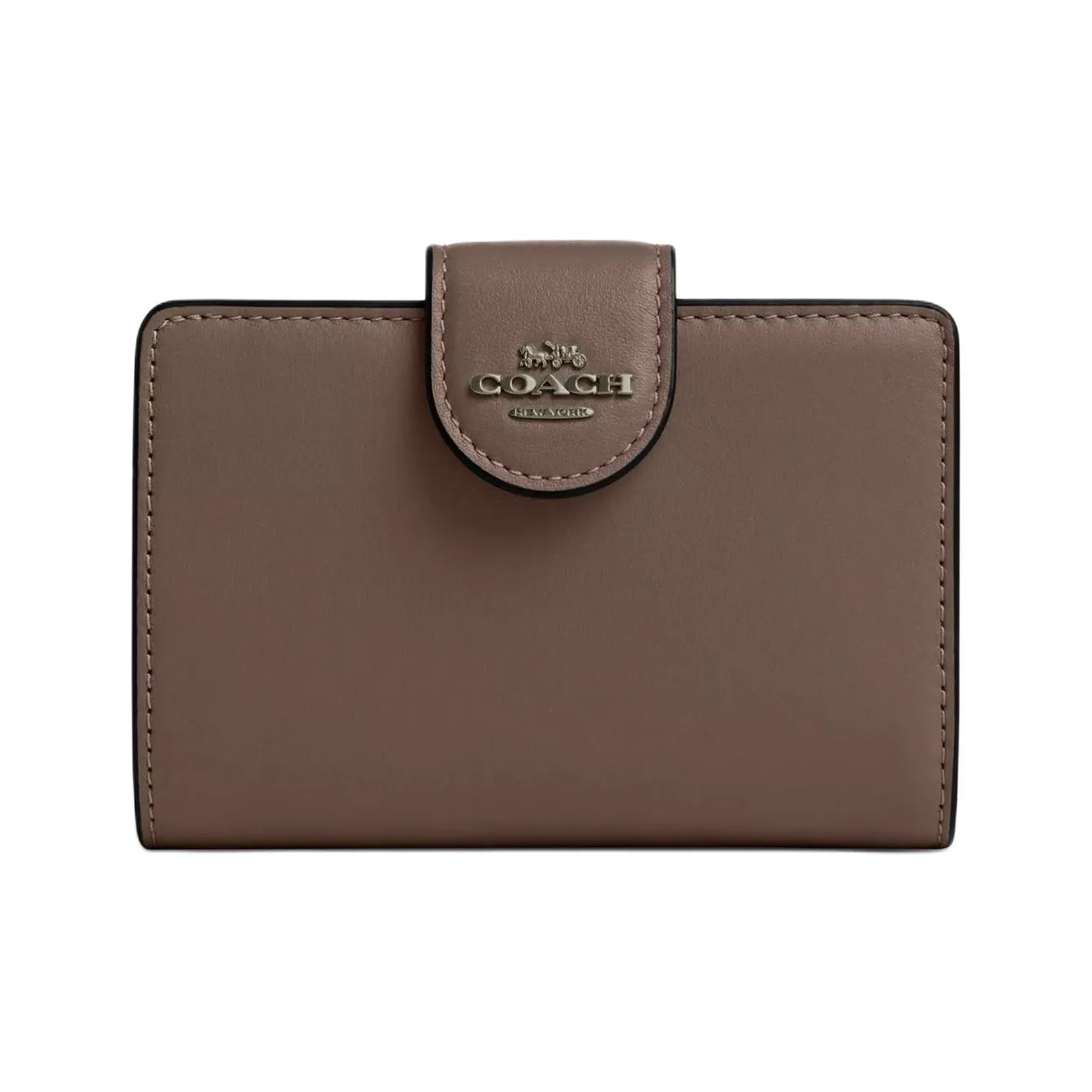 COACH Corner Zip Refined Calfskin Wallet Mini Women's Dark Stone Color