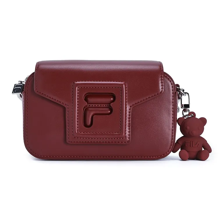 FILA Polyurethane With Synthetic Leather Crossbody Bag, Shoulder Bag Mini Women's Burgundy With A Hint Of Milk
