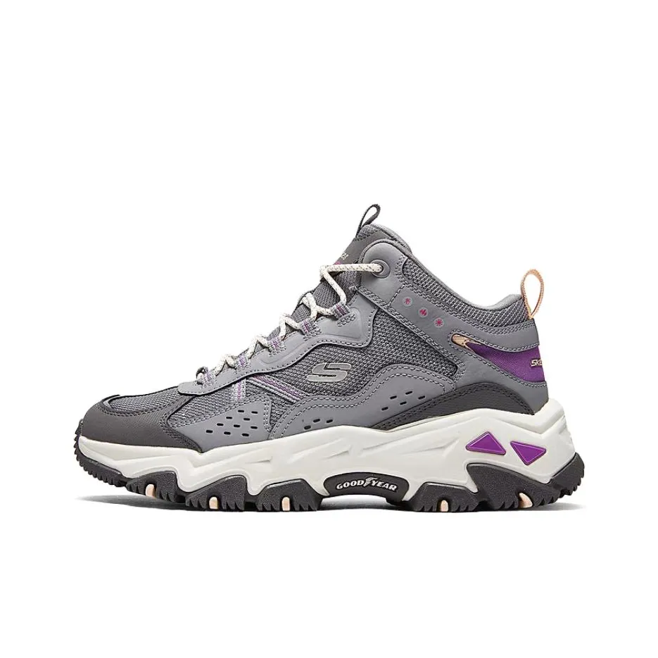 Skechers OUTDOOR Breathable Height Increasing Rebound Mid Top Casual Shoes Women's Gray Purple