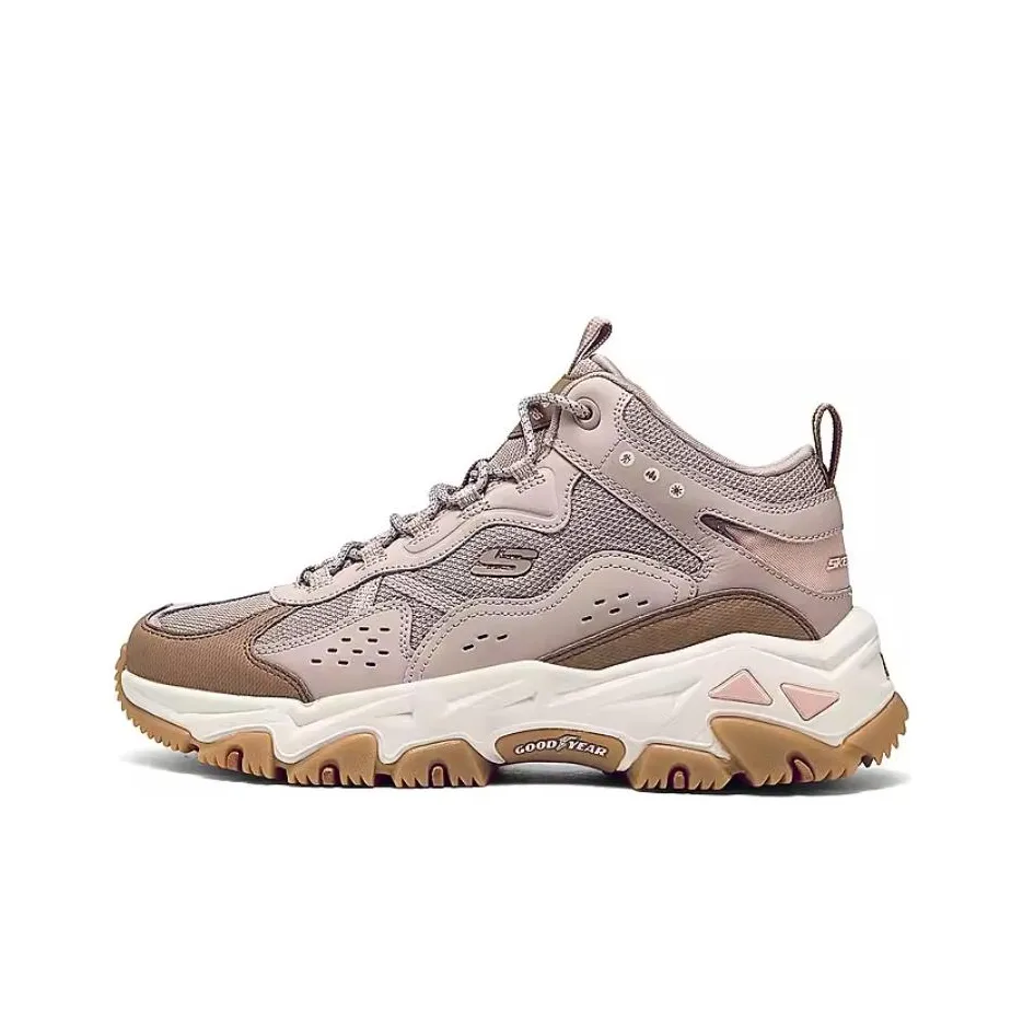Skechers OUTDOOR Breathable Height Increasing Rebound Mid Top Casual Shoes Women's Pink Brown
