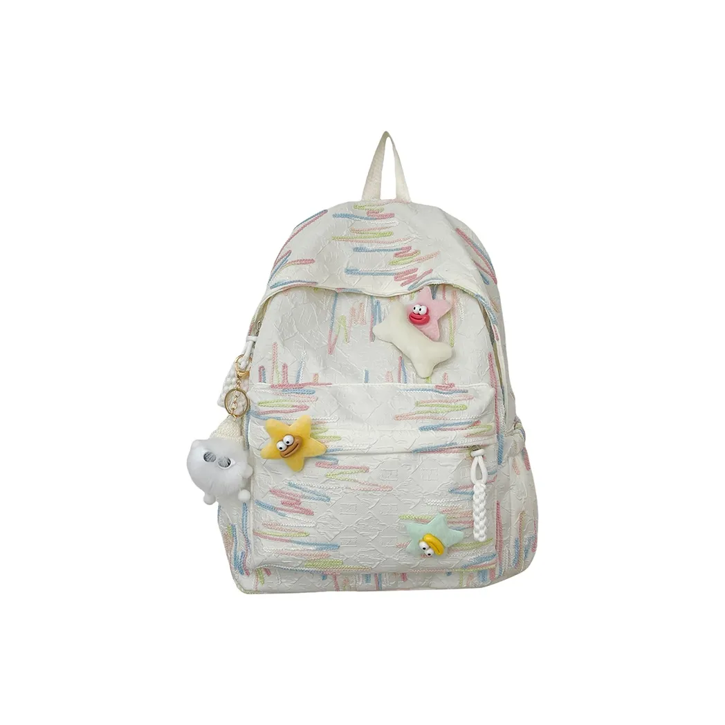 FAMAN Nylon Backpack Women's White/Black/Yellow/Blue/Pink