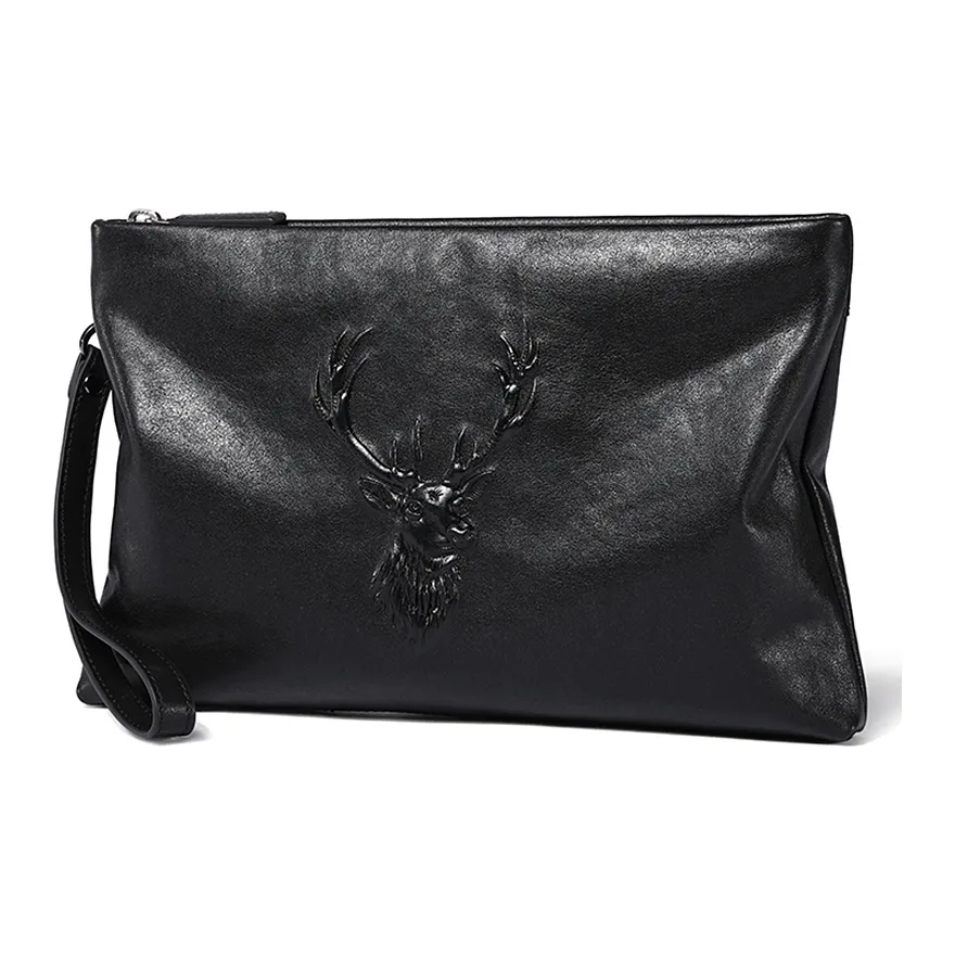 Old Man's Head Коровья кожа Клатч Стандартный Мужской Черный